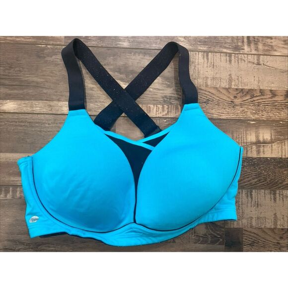 Livi Plus Size Full Support Sport Athletic Bra Wireless Teal Blue 38DDD - Picture 1 of 5
